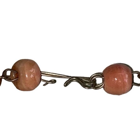 Vintage Pink Alabaster Natural Gemstone Necklace Mayan Sun Calendar Hand Carved - Picture 6 of 6